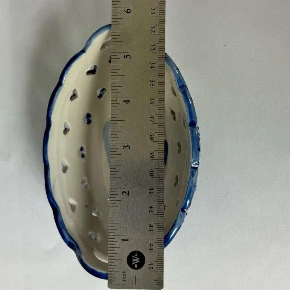 Small‎ Delft Blue Ceramic Basket Trinket Dish Windmill Hearts Holland Cobalt
